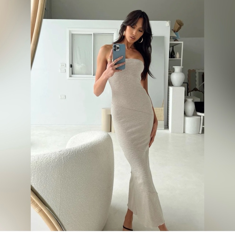 Princess Polly Cream Strapless Bodycon Dress